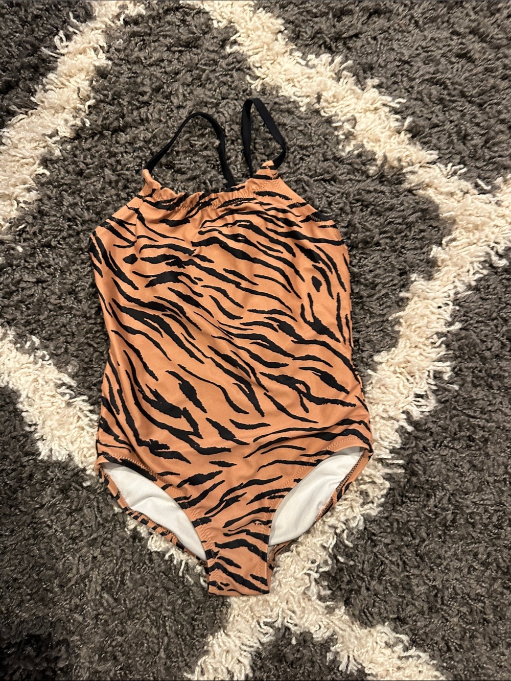 Carter's Orange and Black Tiger Stripe One-Piece Swimsuit